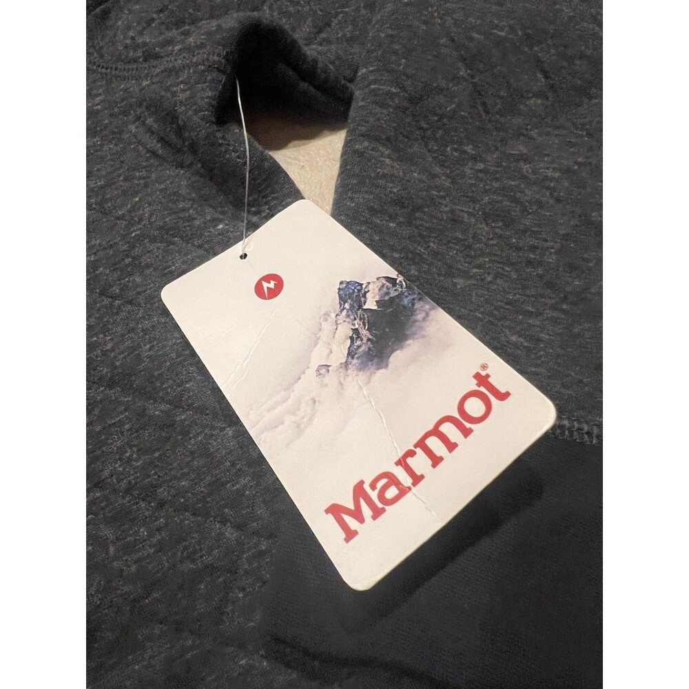 Marmot Galen Hoodie Mens Small Grey Dark Steel Quilted Sweater Pullover Wool - Picture 6 of 10